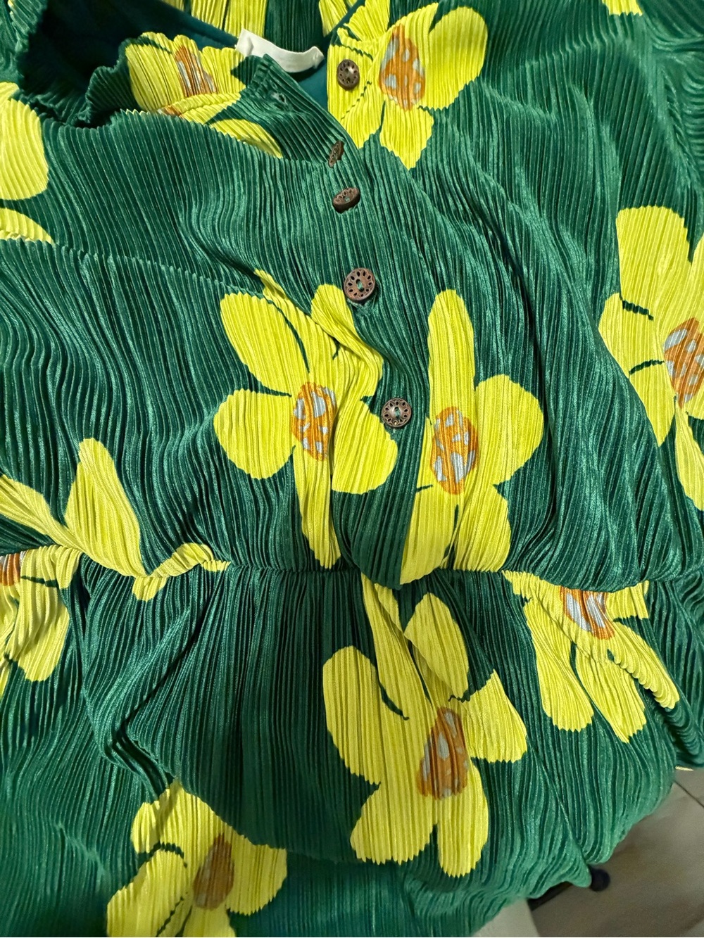 Ces Femme Dark Green Maxi Dress with Yellow Floral Print - Picture 4 of 4